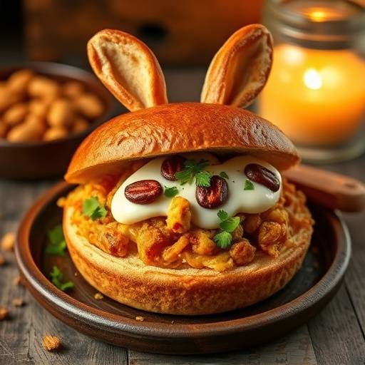 Image of a homemade Bunny Chow, showing the curry filling