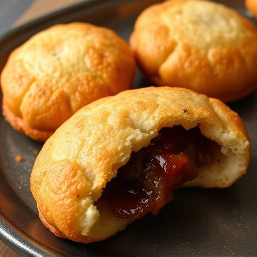Vetkoek: A deep-fried dough bread often filled with savoury mince or sweet jam